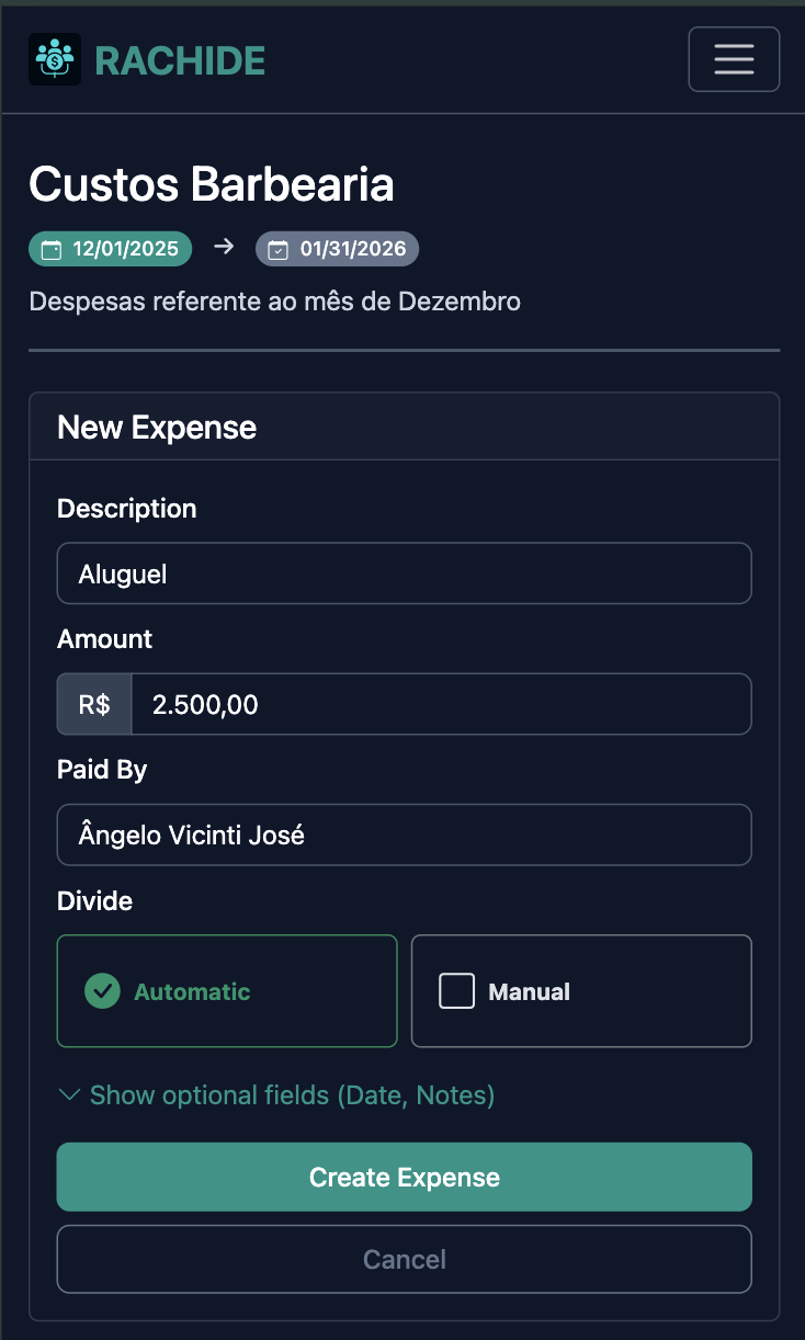 Add expense screenshot