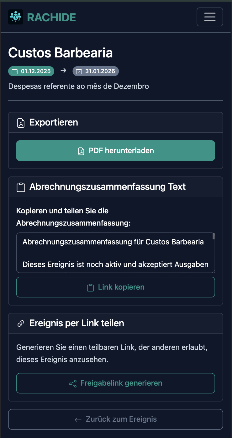 Ereignis teilen Screenshot